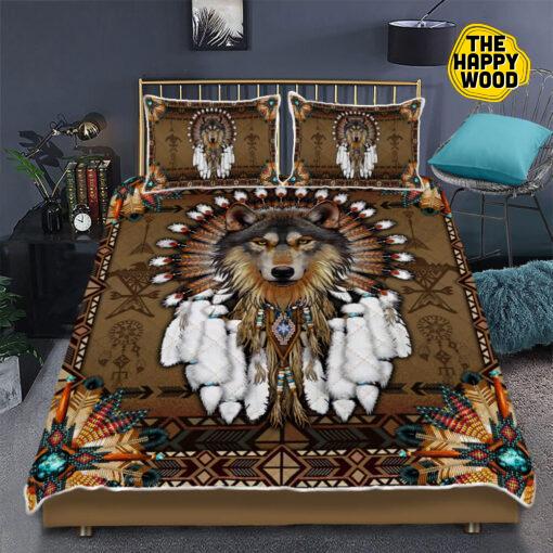 Native American Wolf Spirit Duvet Cover, Native American Pattern Duvet Cover Set