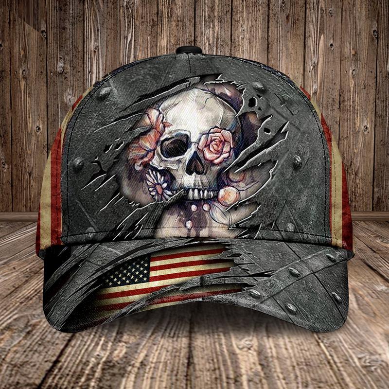 Skull Hats Skull American Flag Classic Caps V45 On Sale - Vascara