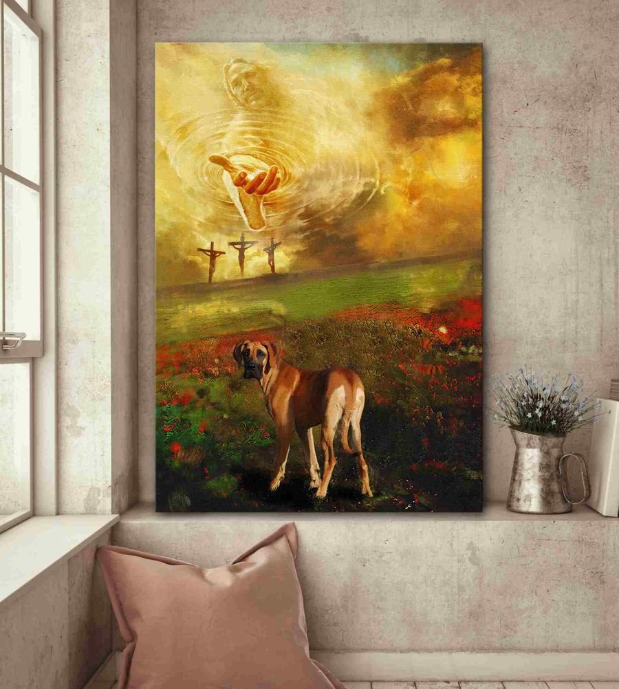Jesus God And Great Dane To The Beautiful World Vertical Poster Canvas ...