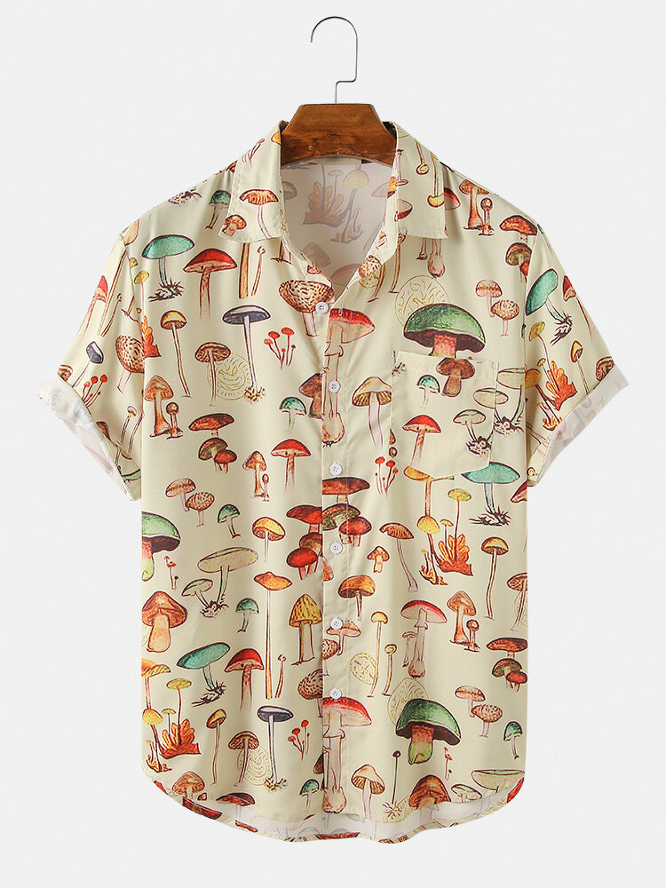 Colorful Element Mushroom Pattern Hawaiian Hawaii Shirt - The Happy Wood