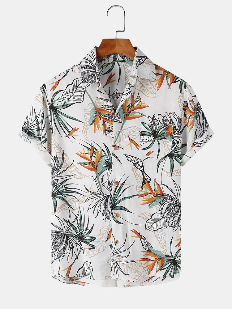 Colored Plants Print Hawaiian Hawaii Shirt - The Happy Wood