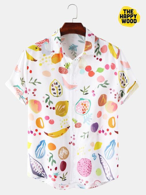 Abstract Colorful Fruit Pattern Print Hawaiian Hawaii Shirt - The Happy ...