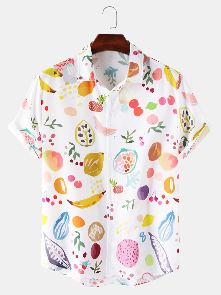 Abstract Colorful Fruit Pattern Print Hawaiian Hawaii Shirt - The Happy ...