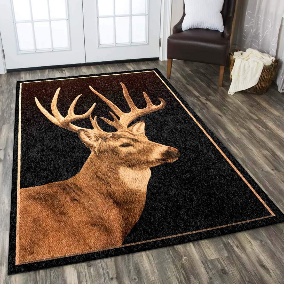 Portrait Of A Deer Rectangle Carpet Rug - The Happy Wood