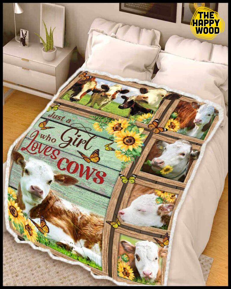 Hereford Cow Blanket Just A Girl Who Loves Cows Fleece Blanket The
