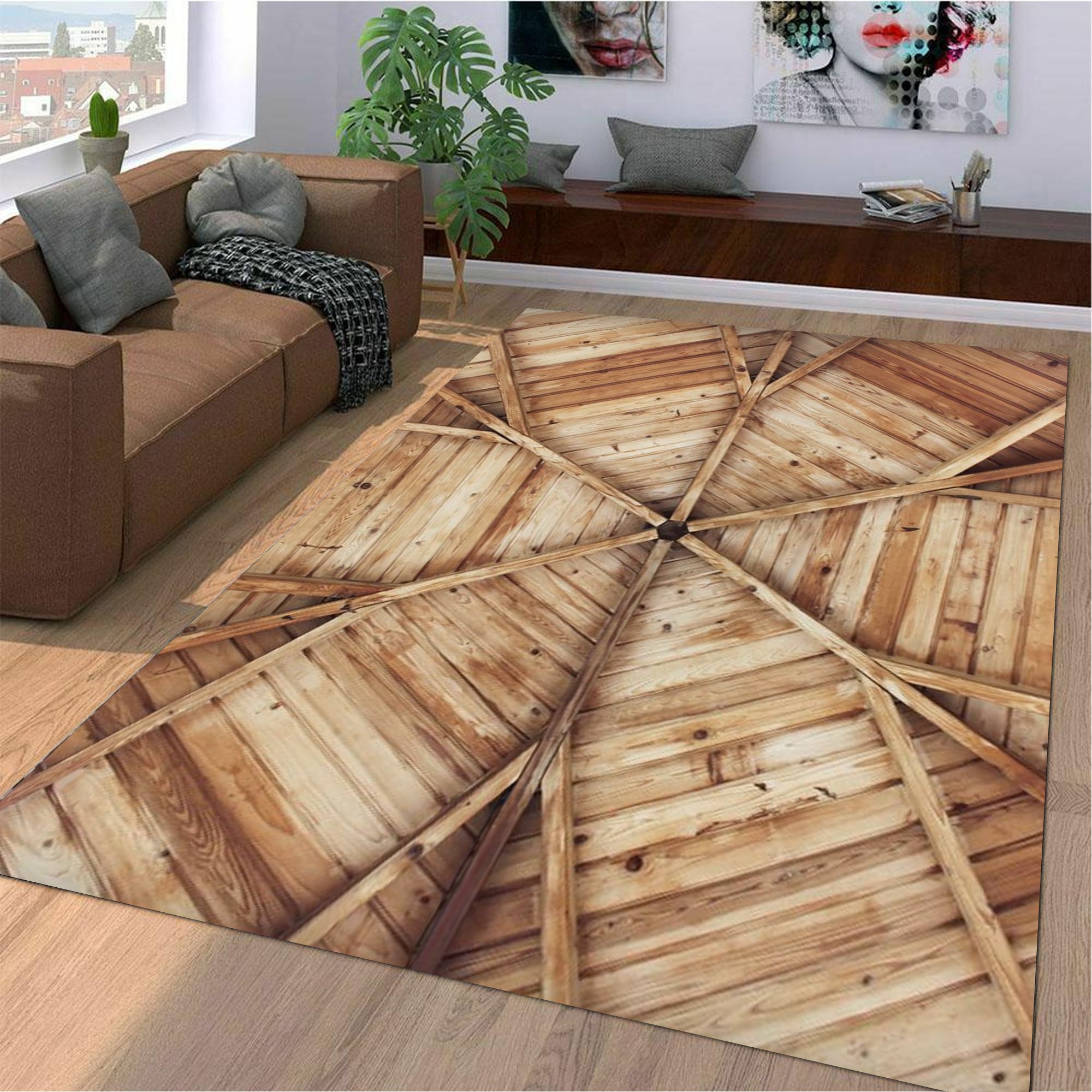 Wooden Texture Area Rectangle Carpet Rug - The Happy Wood