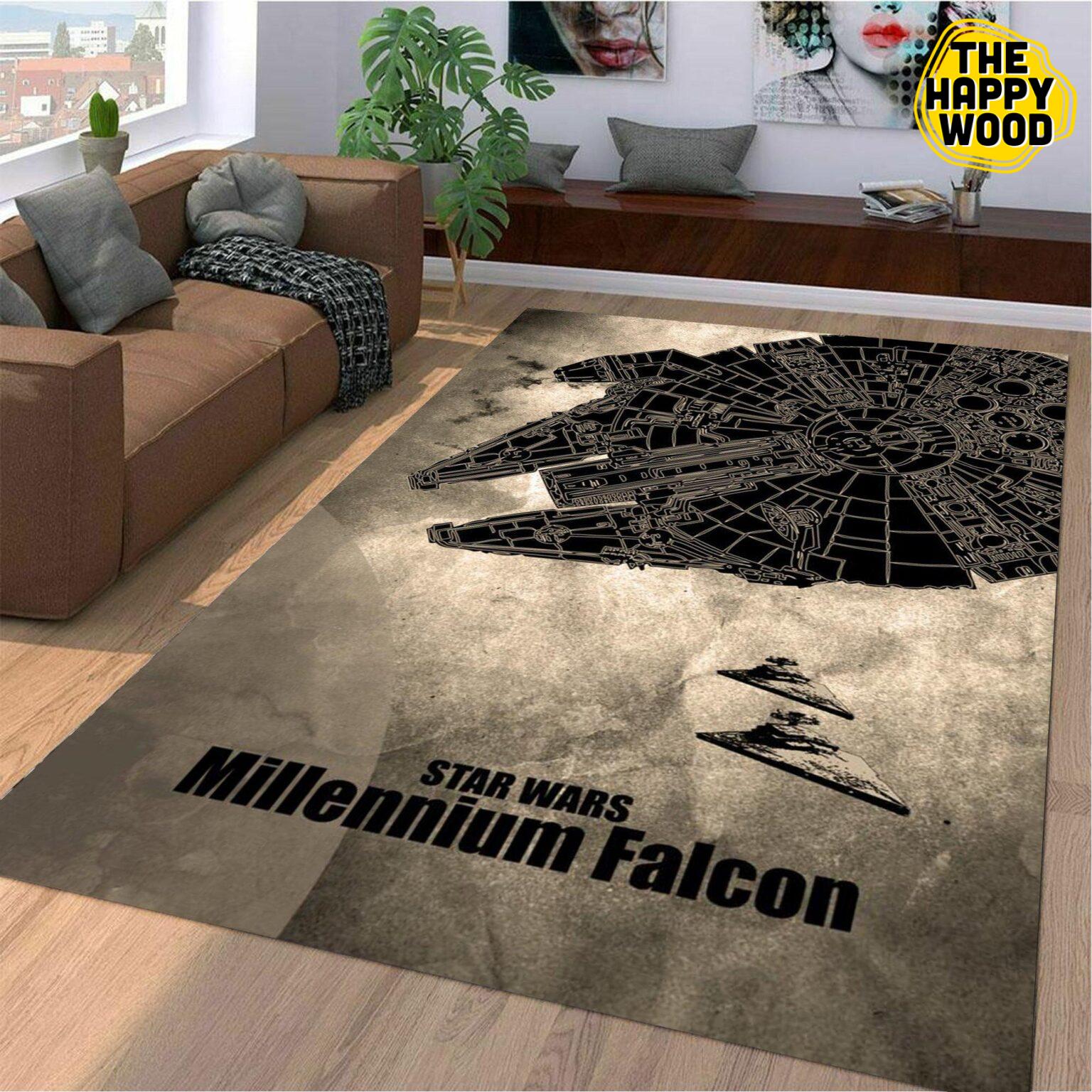 Millennium Falcon Star Wars Area Rectangle Carpet Rug - The Happy Wood