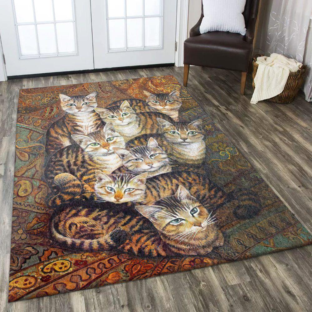 Tabby Cat Family Beauty Rectangle Carpet Rug - The Happy Wood