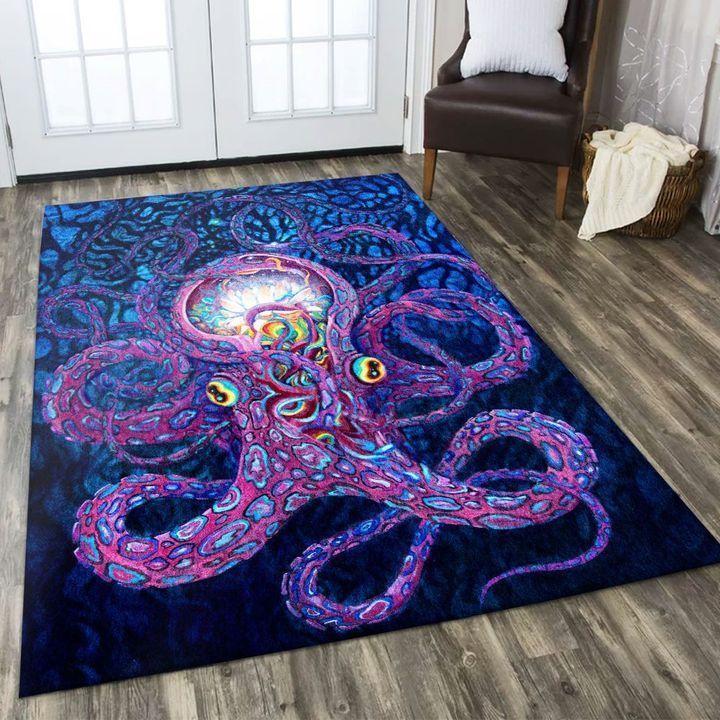Octopus Purple Beauty Area Rectangle Carpet Rug - The Happy Wood