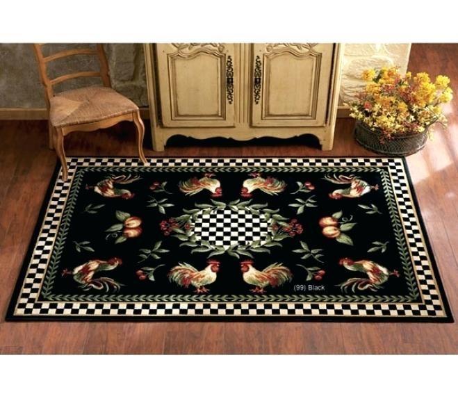 Rooster Chicken Checkered Area Rectangle Carpet Rug - The Happy Wood
