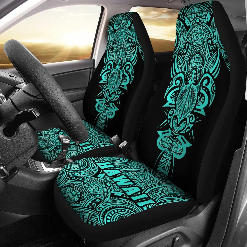 Hawaii Turtle Polynesian Turquoise Color Car Seat Cover - Universal Fit 